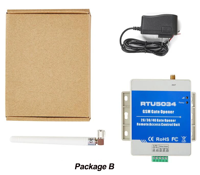 package with adapter GSM Открыватель ворот реле дистанционного управления доступом Лер автоматическая раздвижная дверь управление двигателем по бесплатному вызову phoen RTU5034 - Цвет: package with adapter