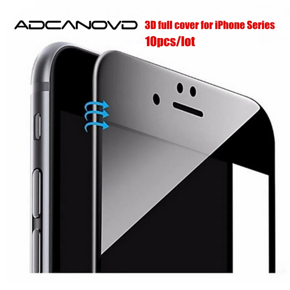 10 шт./лот 3D изогнутое закаленное стекло для iPhone 7 6 6s plus полное покрытие Защитная