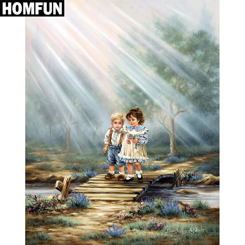 HOMFUN 5D алмазная картина Стразы рукоделие Diy живопись вышивка крестиком милые дети