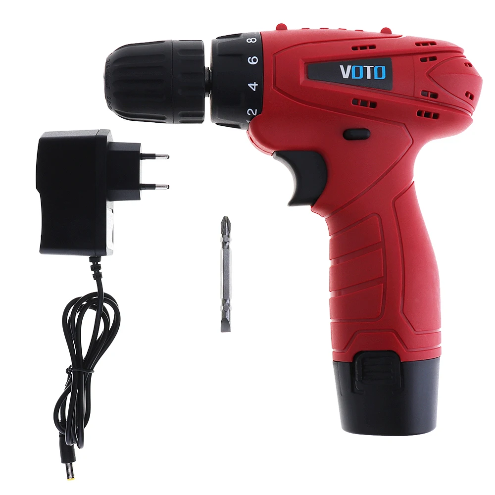 

VOTO AC 100-240V Cordless 12V Electric Screwdriver with Rotation Adjustment Switch and 18 Gear Torque for Handling Screws/Punch