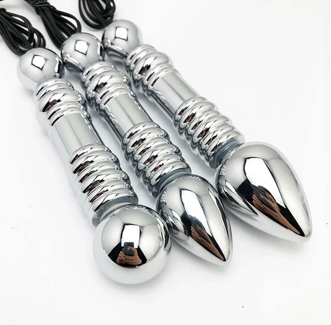 Электрический шок 4 бусины Анальная пробка фаллоимитатор металлические детали