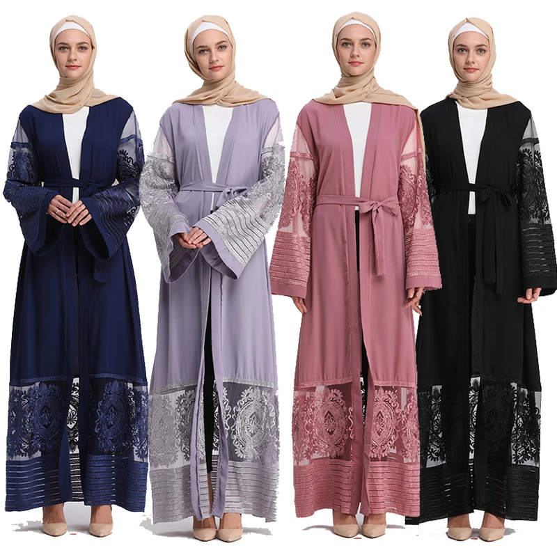 Abaya кимоно кружевное мусульманское модное хиджаб платье Турция ислам одежда