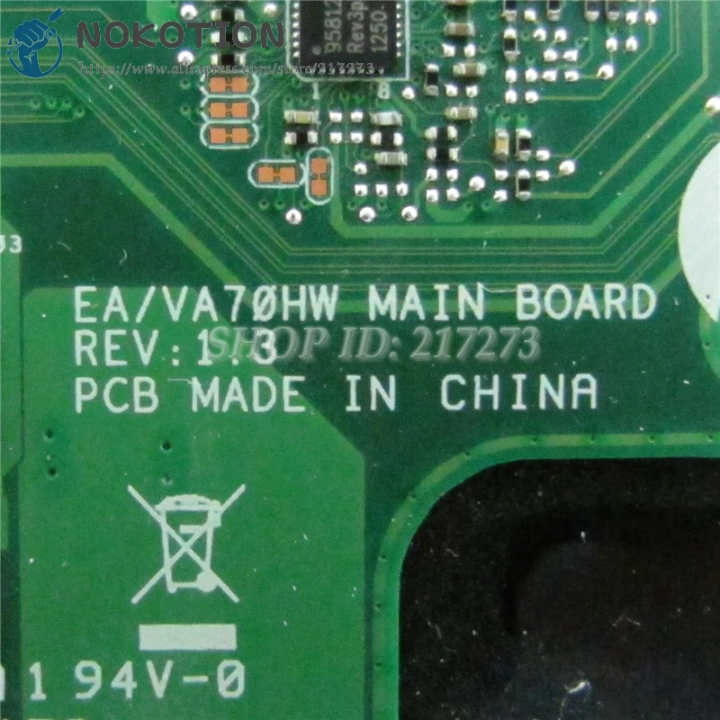 NOKOTION материнская плата для ПК acer aspire v3-772 v3-772g EA/VA70HW основная плата DDR3L PGA947 HD4000 графика