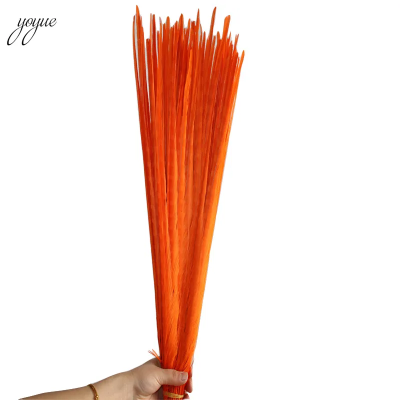 Orange 100 шт./лот 55-60 см 22-24 дюймов Ringneck фазан хвост перья, свадебные украшения Декор Перья для ремесел натуральный - Цвет: Orange