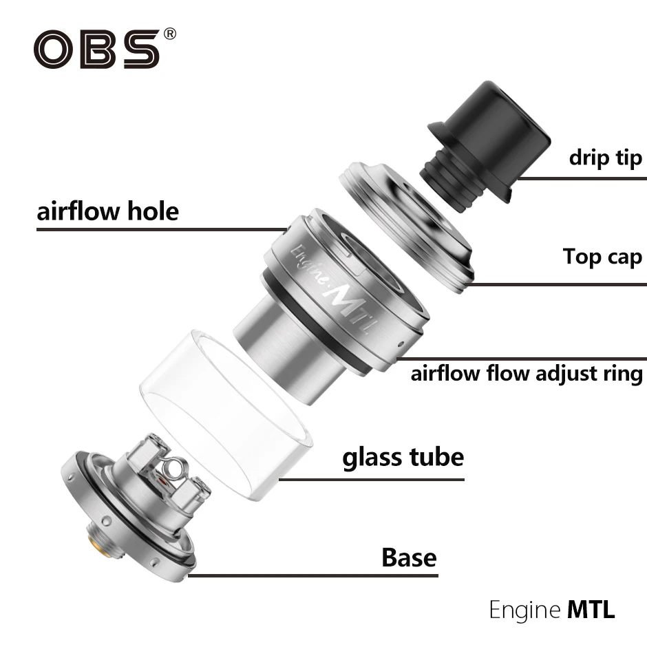 Электронная сигарета OBS двигатель MTL RTA 2 мл воздушный поток Регулируемый