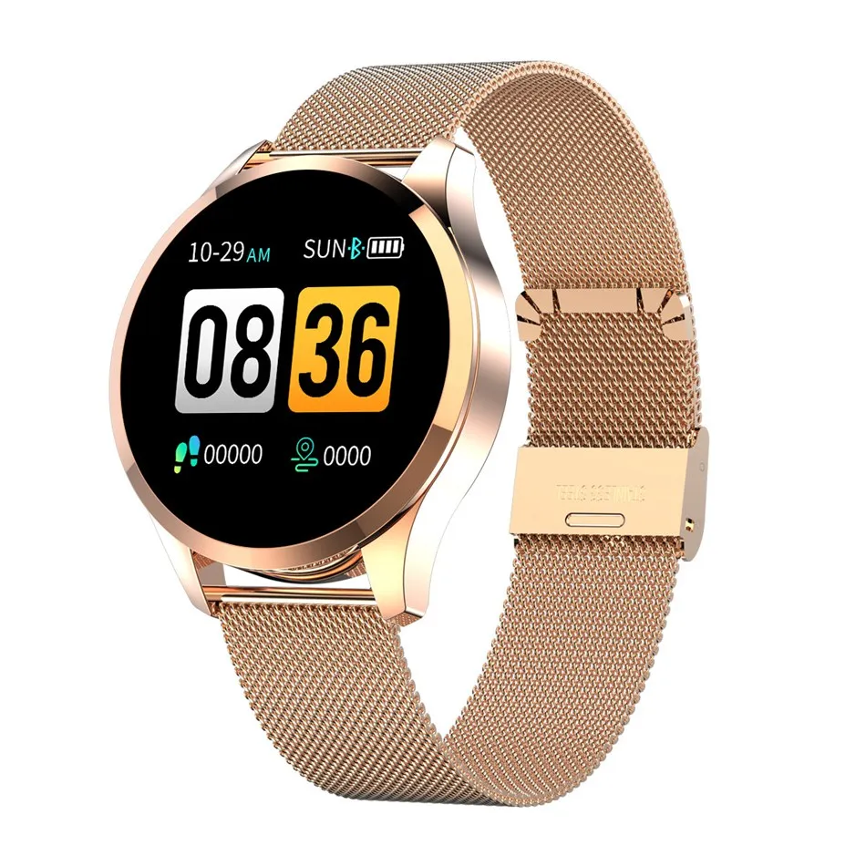 Gold Steel Newwear Q9 Смарт-часы для мужчин и женщин модные бизнес водонепроницаемый монитор сердечного ритма кровяного давления фитнес-Браслет Smartwatch VS Q8 - Цвет: Gold Steel