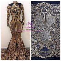 new fashion show 5colors sparkling sequins on elastic mesh embroidery lace fabric weddingpartyevening dress lace fabric