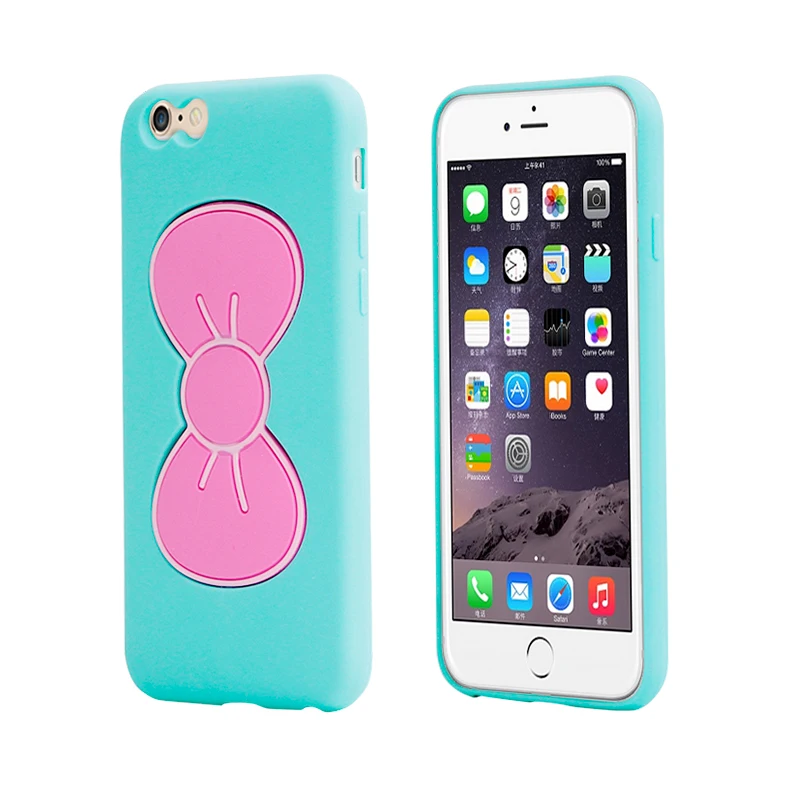Для Iphone 7 plus 3D Мультфильм Case Симпатичные Смычка Бабочки Стенд Держатель обложка