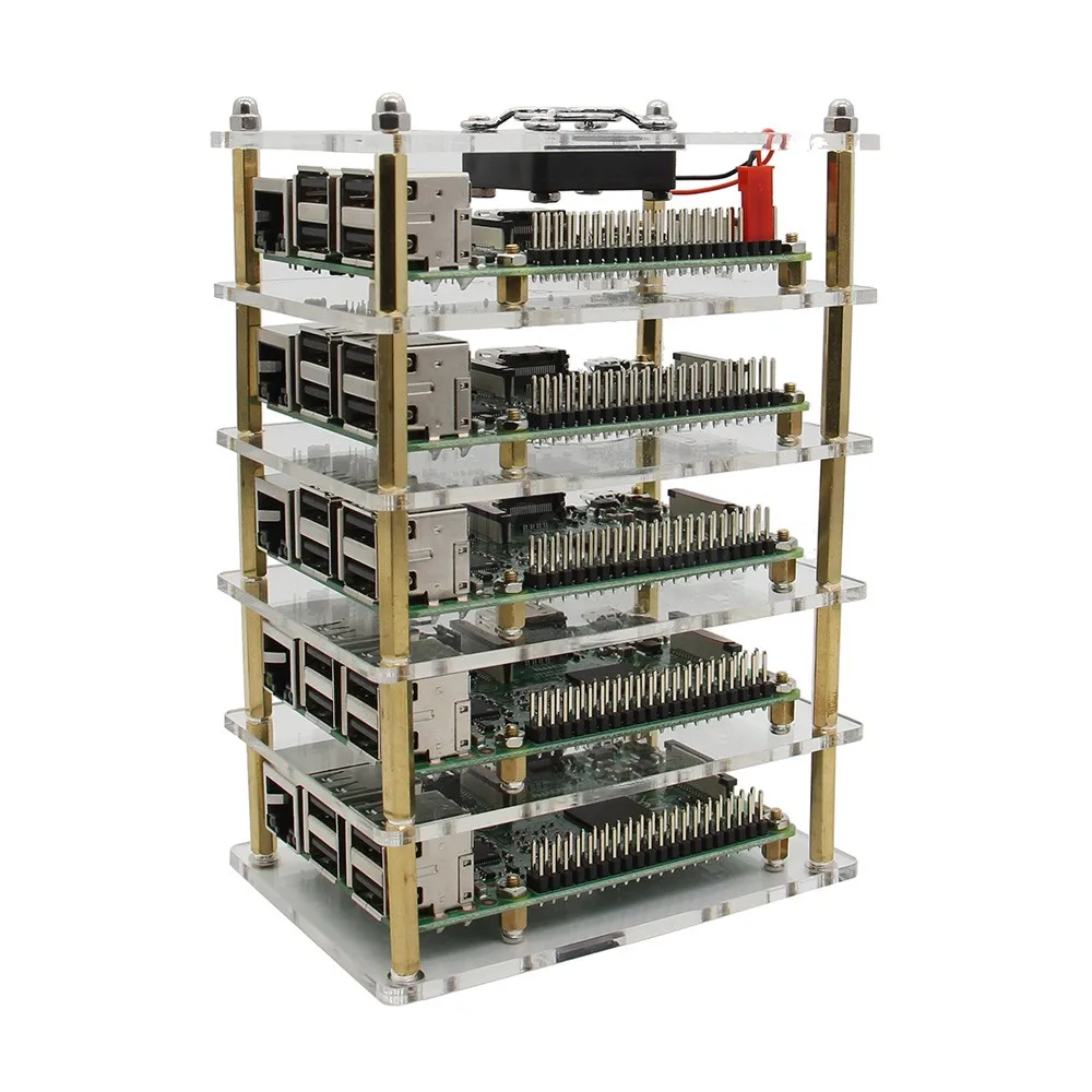 Raspberry Pi кластер корпус с вентилятором комплект, 1-5 слой многослойный акриловый стек оболочки/корпус для Raspberry Pi 4 Модель B/3B+/3B