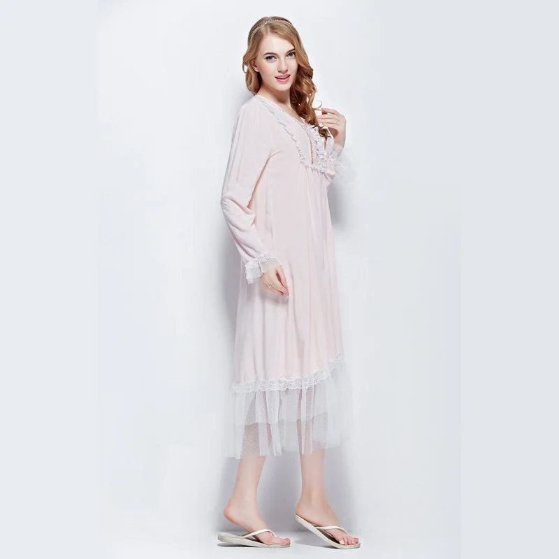 Европейский бренд Женские Элегантные ночные рубашки тонкая Милая Кружевная