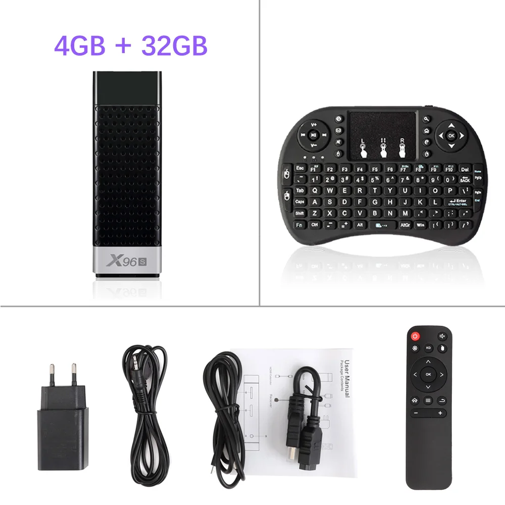 4G 32G i8 NoBlacklit ТВ-палка Android 9,0X96 S 4 ГБ 32 ГБ четырехъядерный процессор Amlogic S905Y2 4K 2,4G& 5GHz двойной Wifi Bluetooth 4,2 1080P H.265 ТВ-палка Android tv - Цвет: 4G 32G i8 NoBlacklit