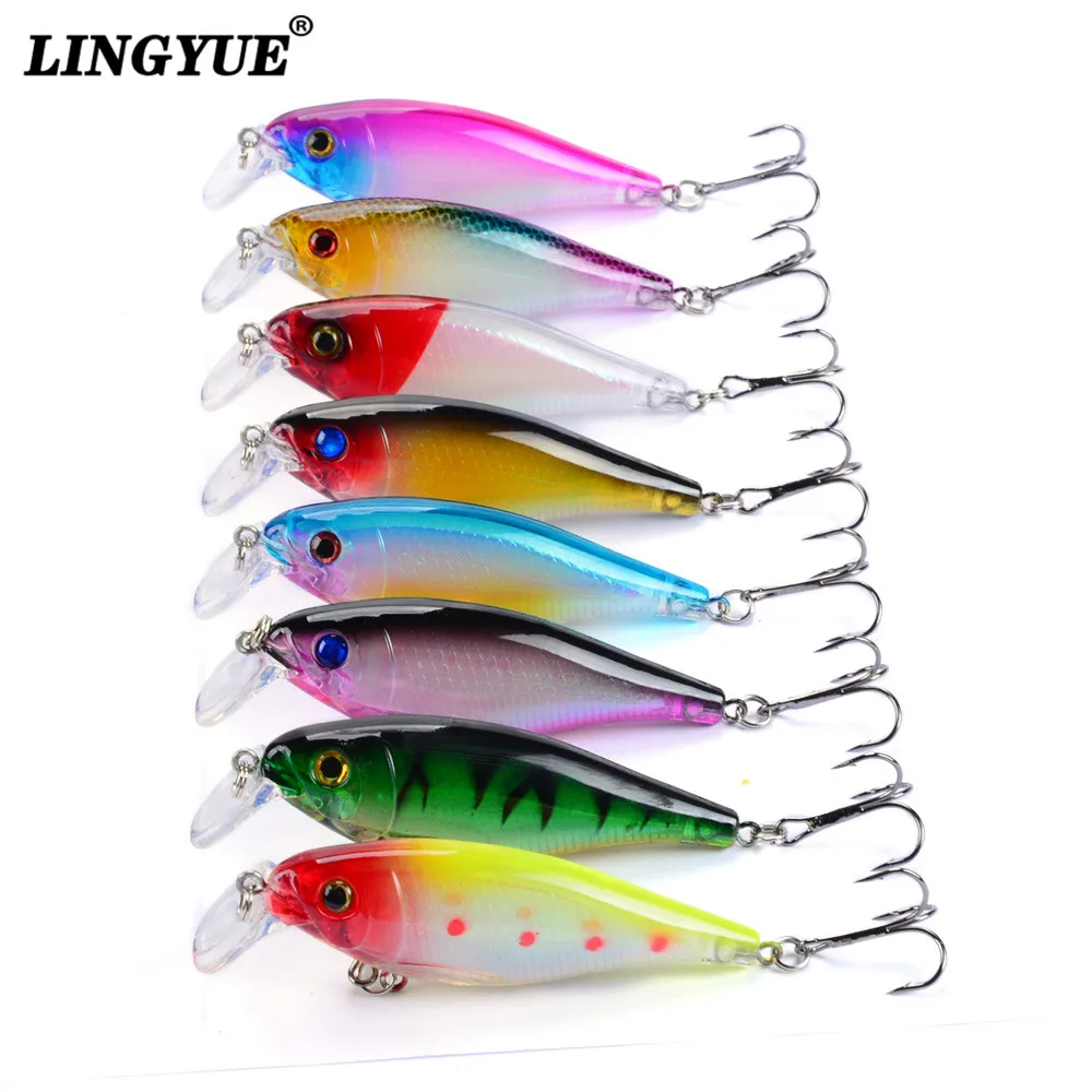

Hot Sale 8pcs/lot Fishing Lures High Quality 8 Colors Minnow Plastic Biat 8.5cm/12.5g Bass Wobblers Fishing Tackle Treble Hooks