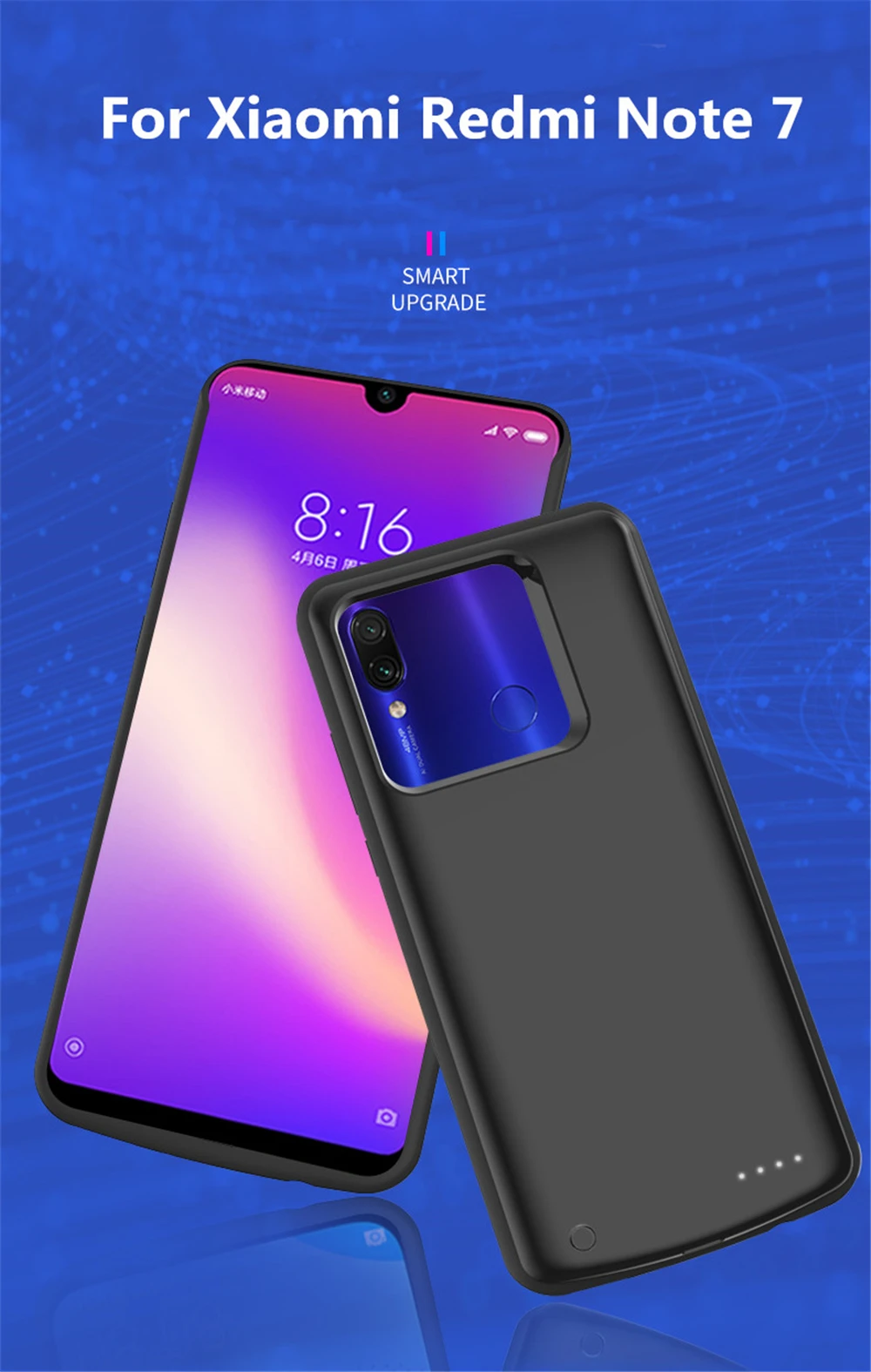 6500 мАч зарядное устройство чехол для Xiaomi Redmi Note 7 Pro резервного питания банк зарядки чехол для Redmi Note 7 Внешний контейнер для аккумуляторных батарей