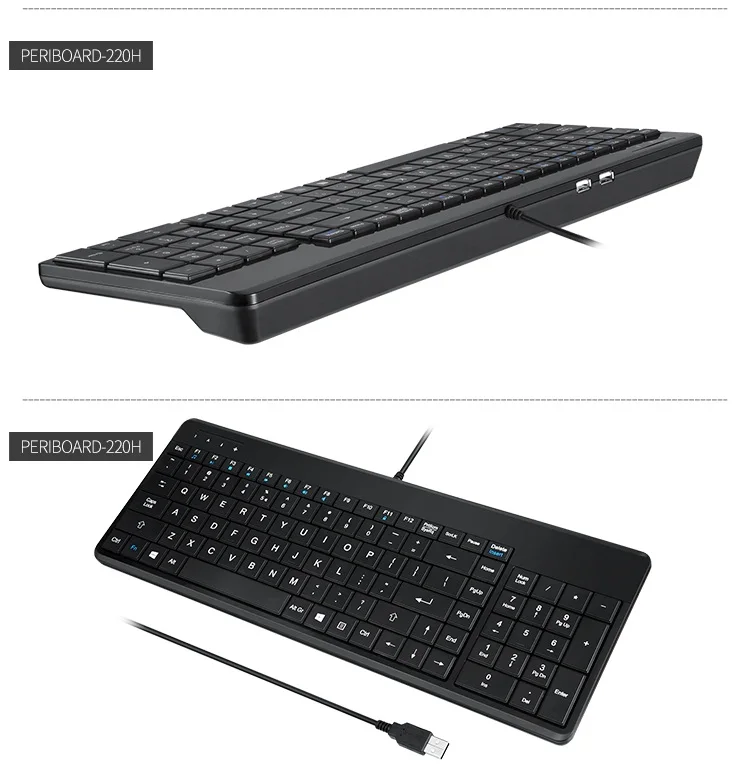 Perixx PERIBOARD-220 h-usb Проводная компактная клавиатура с/без usb-хаб с цифровой клавиатурой и мультимедийным интерфейсом
