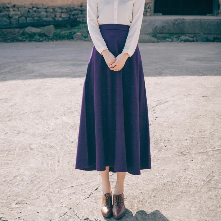 Чистая шерсть и положить мед Хепберн зима юбка элегантный маленькое черное