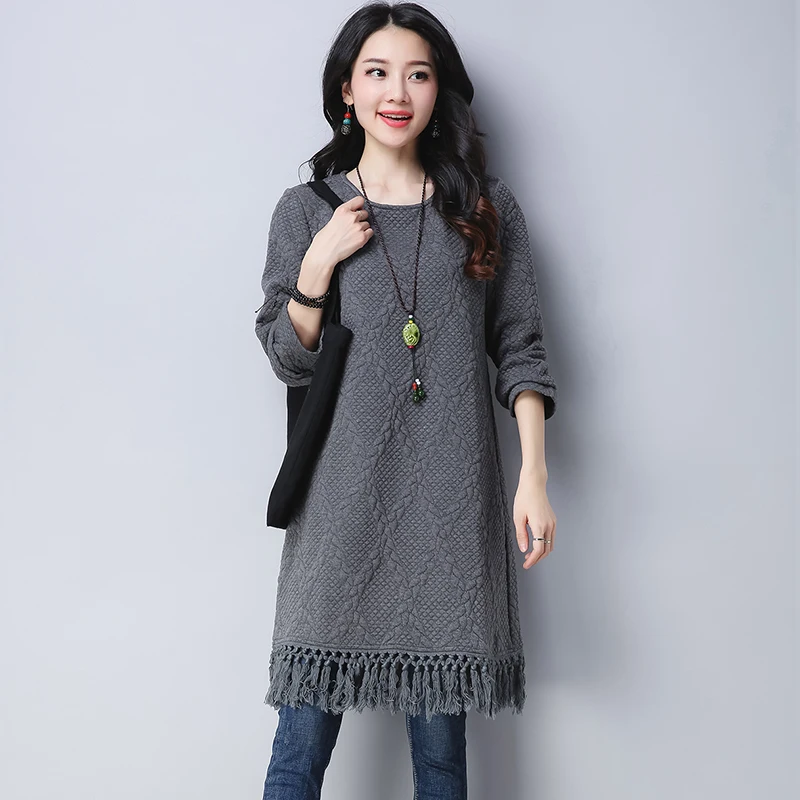 Женское вязанное Хлопковое платье с рисунком перьев джемпер большого размера