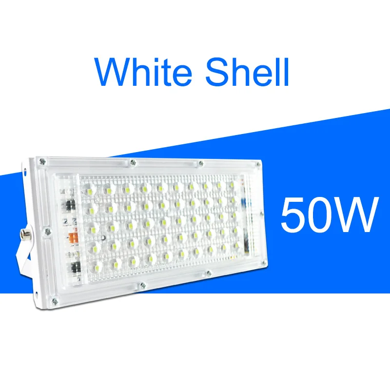 50W White Shell Светодиодный прожектор светильник 10 Вт, 50 Вт, ручная сборка, реальная мощность прожектор светильник светодиодный уличный фонарь 220V 240 Вт водостойкый LED пейзаж открытый светильник ing IP65 Светодиодный точечный светильник - Испускаемый цвет: 50W White Shell