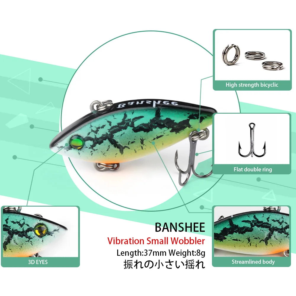 Banshee 40 мм 4,8 г Щука/бас искусственная твердая приманка VIB тонущий воблер на щуку мини рыболовные приманки, воблеры, трещотка