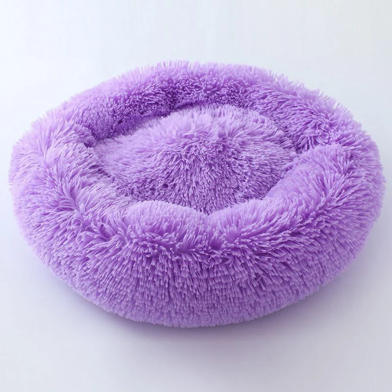 purple Карамельный цвет круглая кровать для собаки коврики зимние согревающие супер мягкие плюшевые домашние коврики для питомца кошки моющиеся диван для отдыха для маленьких средних собак - Цвет: purple
