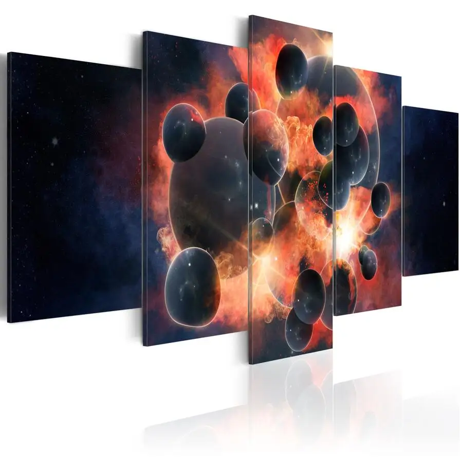 

2019 5PCS/Set Flower Heart Abstract Metal Wave Art Print Frameless Canvas Painting Wall Picture Home Decoration No Frame