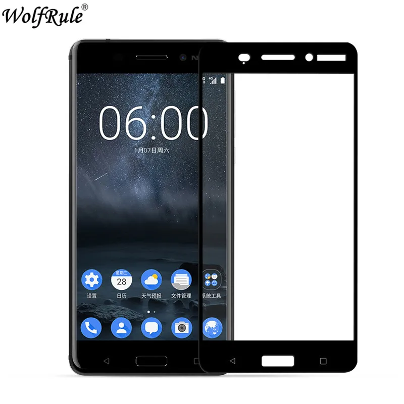 Защитное стекло для экрана Nokia 6 защитное закаленное 2.5D 2017 полное покрытие Nokia6