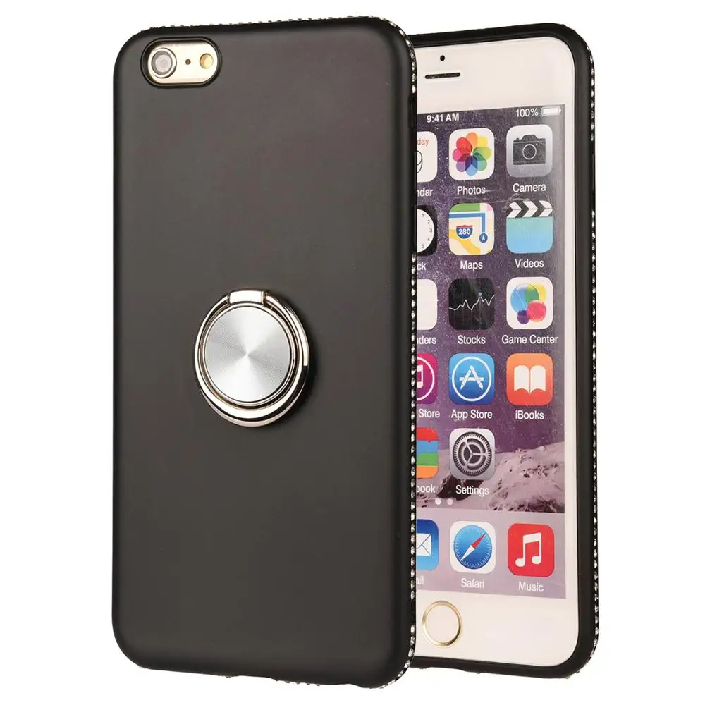 Luxury Diamond Candy Color Silicone Soft Case For iPhone 7 8 Plus XR XS MAX X 6 6S With Ring Stand Cover Fundas Shell |
