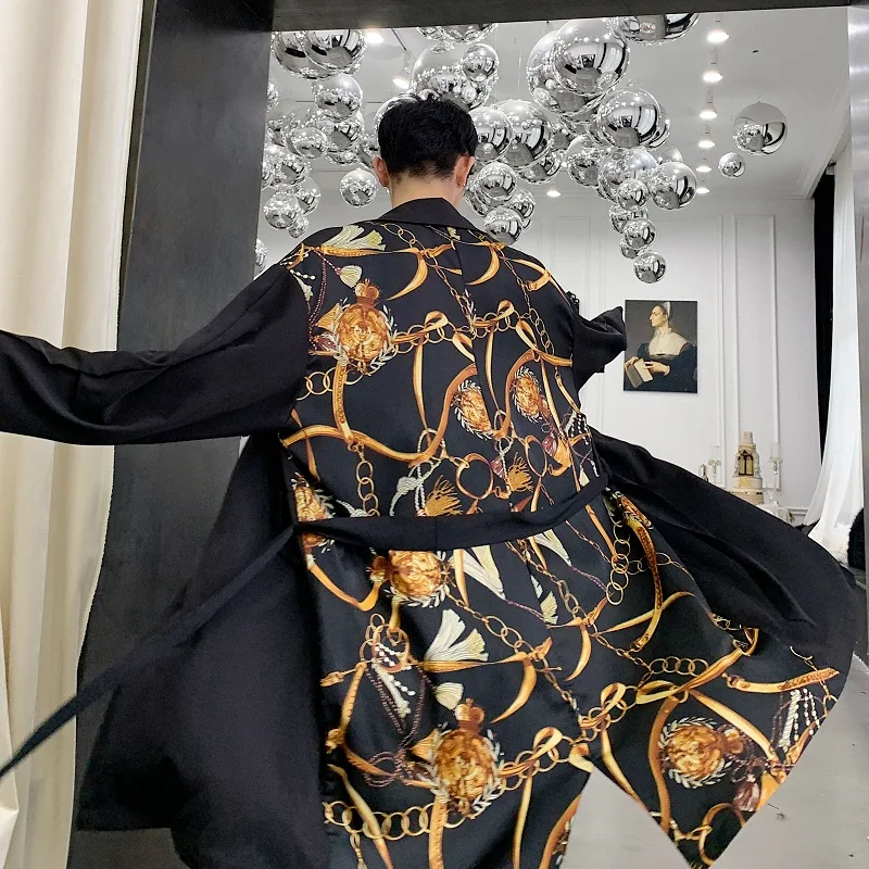 Тренчкот мужской тонкий повседневная Уличная одежда кардиган в стиле хип хоп