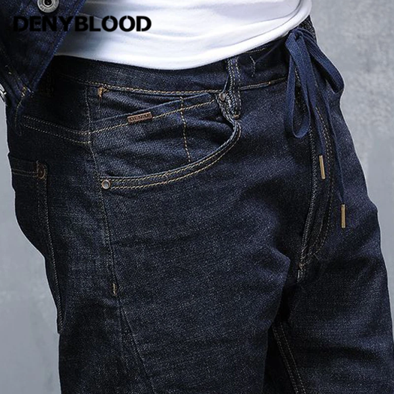 Denyblood Jeans Mens Stretch Denim Slim Jeans Mutil Cutting Harem Pants Elastane Bottom Blue Black Denim Cargo Pants 946