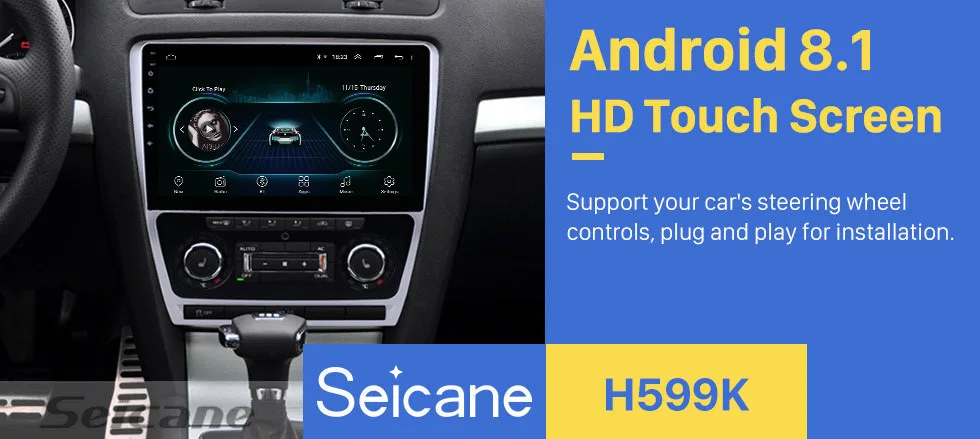 Seicane 10,1 дюймов Android 8,1 HD сенсорный экран для Skoda Octavia 2007 2008 2009- радио gps Bluetooth головное устройство зеркало SWC