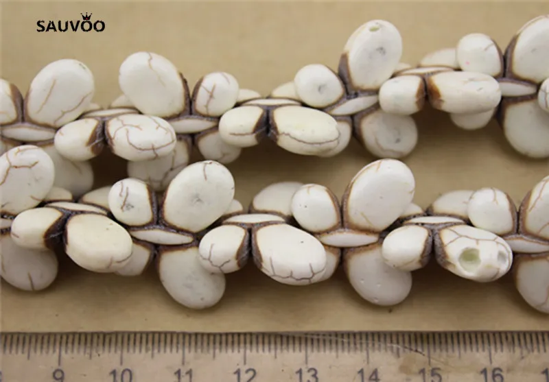 

SAUVOO Approx 28pcs/lot White Howlite Natural Stone Loose Spacer Beads 25*20mm for Bracelet Necklace Charms Findings F1266