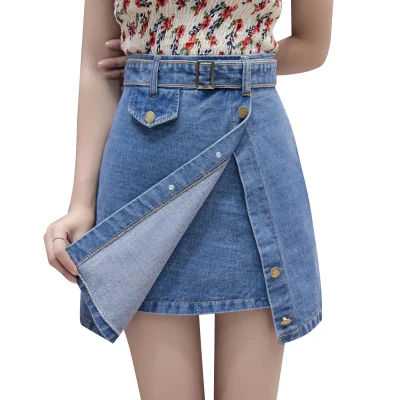 skirts shorts 02 Женские джинсовые шорты высокого качества с высокой талией, женские летние юбки, Узкие синие короткие джинсы, винтажные короткие женские шорты - Цвет: skirts shorts 02
