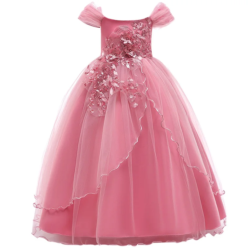 2019 New Summer Princess One shoulder Girl Dress Elegant Girl Wedding Dress 5-14yrs Pageant Formal Gown For Teen Children