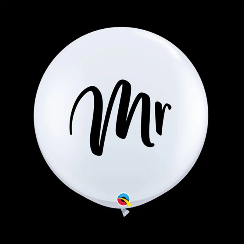 Латексные воздушные шары 1 шт./лот 36 дюймов с круглым белым принтом Mr & Mrs для