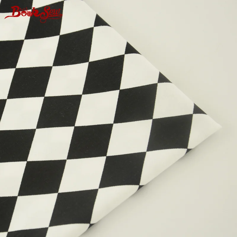 Booksew 100% Cotton Twill Fabric Black Rhombus Geometry Pattern Home Textile Quilting Tissue For Bedding Baby Craft Patchwork|cotton twill