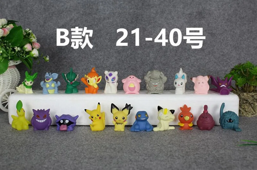 B 20 шт. Go пальчиковые куклы аниме Snorlax Mew TOTODILE Piplup Lapras Фигурки ПВХ игрушки в розницу - Цвет: B