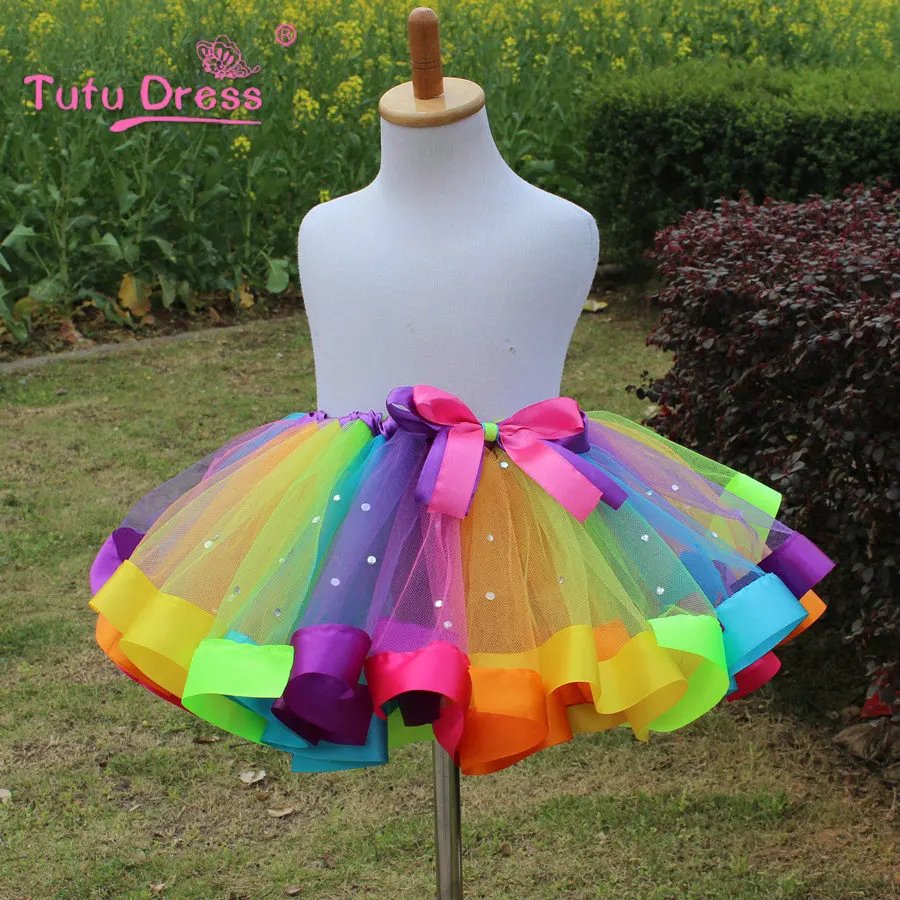 1PC New 2018 Girls Dress Baby Kids Girl Tutu Children With Diamond Rainbow Dresses | Детская одежда и обувь