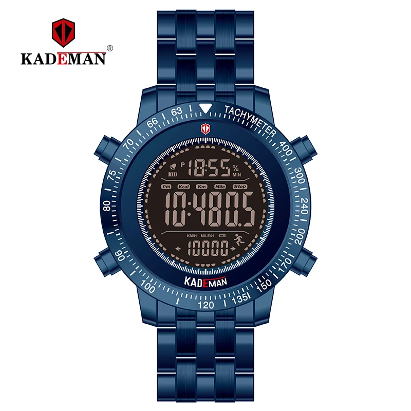 K849-BE-BE KADEMAN мужские часы топ военные спортивные шаги цифровые часы люксовый бренд полностью стальные многофункциональные наручные часы мужские часы Relogio - Цвет: K849-BE-BE