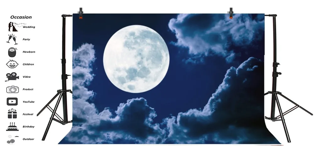 Laeacco Moon Темный облачный сон ребенок портрет ночь живописный фотографический фон