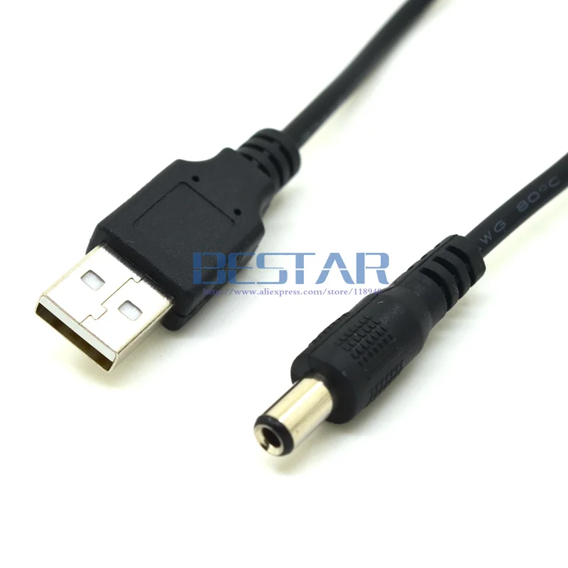 USB к 5 мм/2 мм вольт DC Barrel Jack силовой зарядный кабель 1 м 3 фута колено Прямоугольный