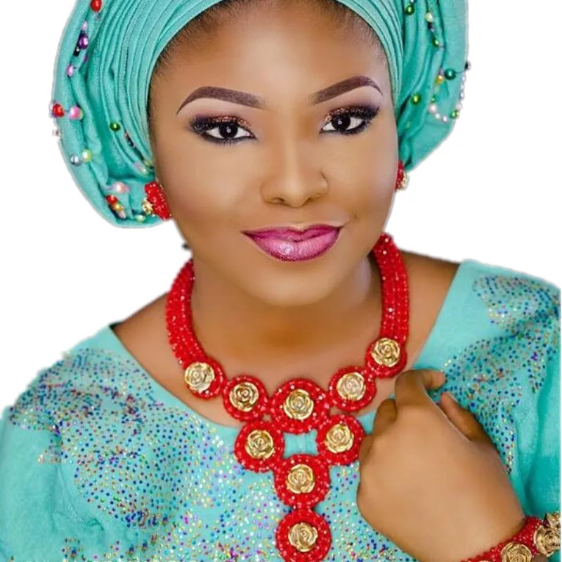 Дудо набор ювелирных украшений из бисера с оранжевым кристаллом и кораллового