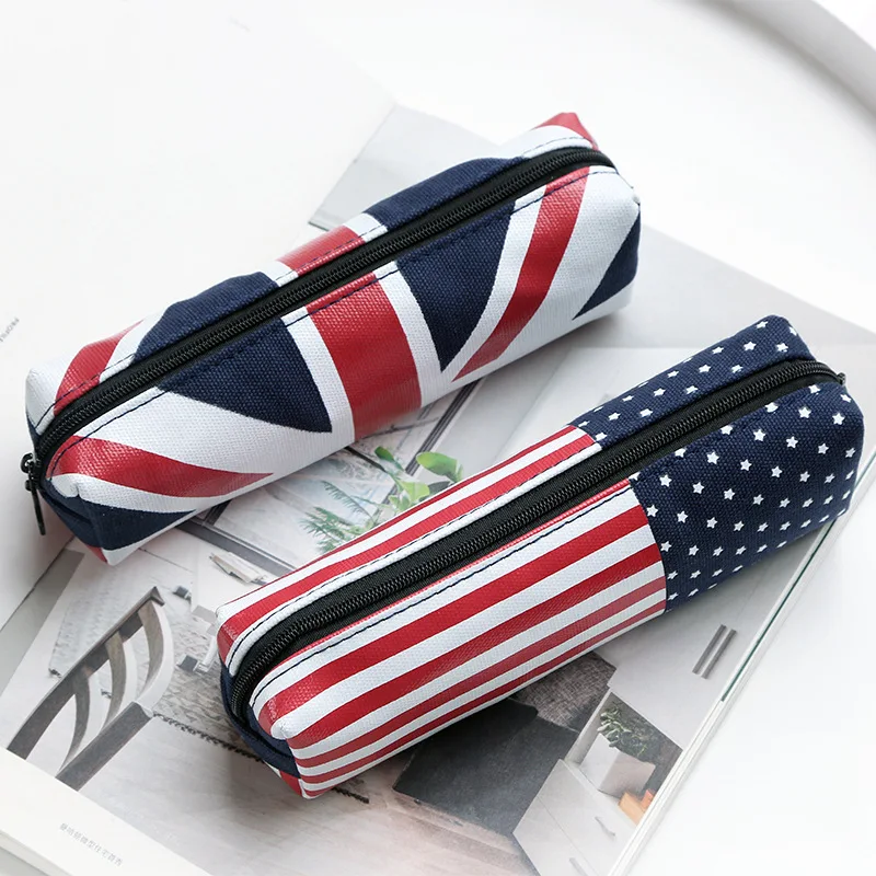 Флаг Пенал Великобритании Франции Американский искусственная кожа Ручка Сумки