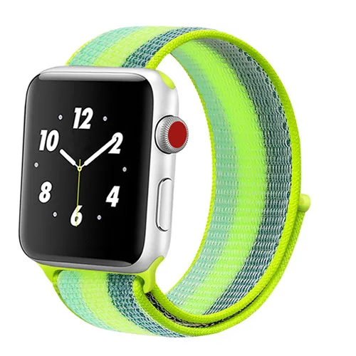 pollen yellow21 Ремешок для Apple Watch, ремешок для Apple Watch 5, 4, 44, мм, 42 мм, iwatch band 3, 2, 5, 42 мм, 38 мм, Спортивная петля, correa, нейлоновый ремешок для часов - Цвет ремешка: pollen yellow21
