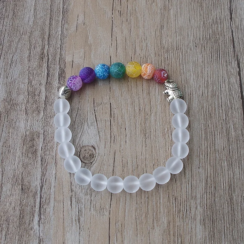 Женский и мужской браслет ручной работы из бисера 7 чакр белый слон молитва мала