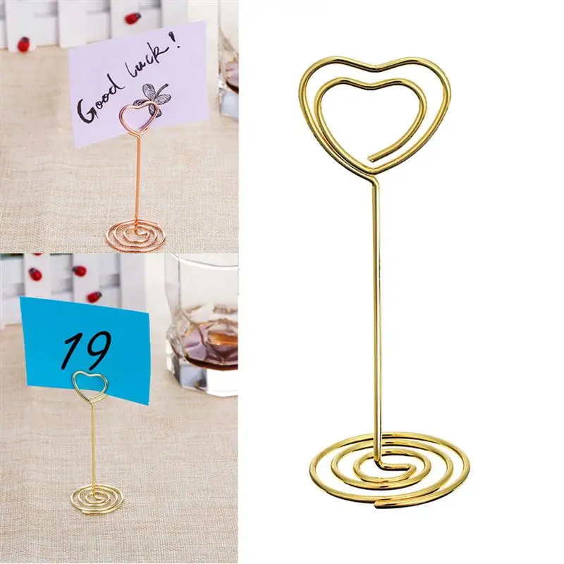 12 Pcs Rose Gold Heart Shape Photo Holder Stand Desk Number Holders Card Place Paper Clamps For Wedding Party Decorations