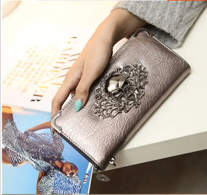 Женский кошелек клатч из искусственной кожи на молнии длинный закрытый с цветком