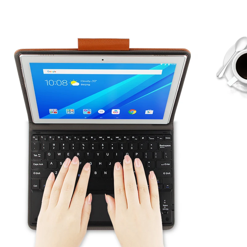 Кожаный чехол для Lenovo Tab 4 10 Rel TB X304F/N X504F/M со съемной беспроводной bluetooth клавиатурой