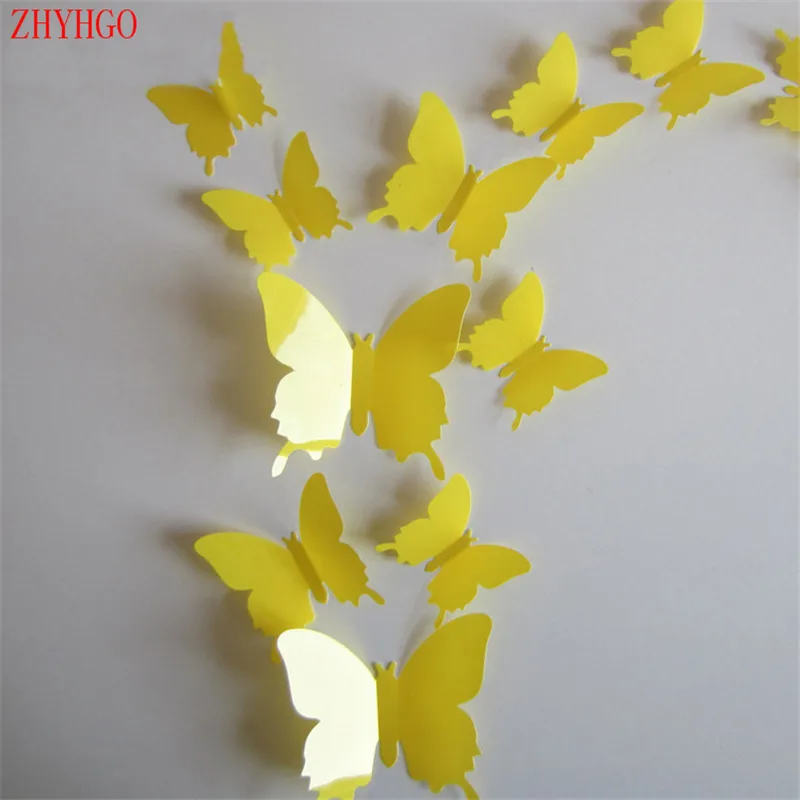 ZHYHGO 12pcs 3D Simple DIY butterflies for decorat Children's Room wall Stickers Wedding Living room Fridge Kitchen | Дом и сад