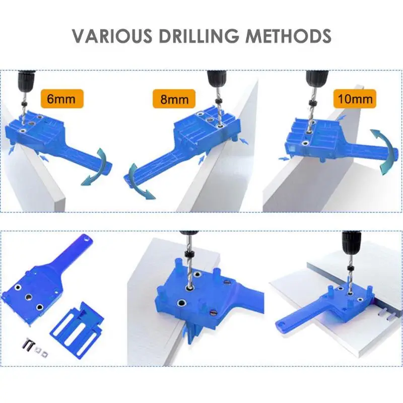 

Pocket Hole Jig Drill Handheld Dowel Woodworking Jig Drilling Guide Tools