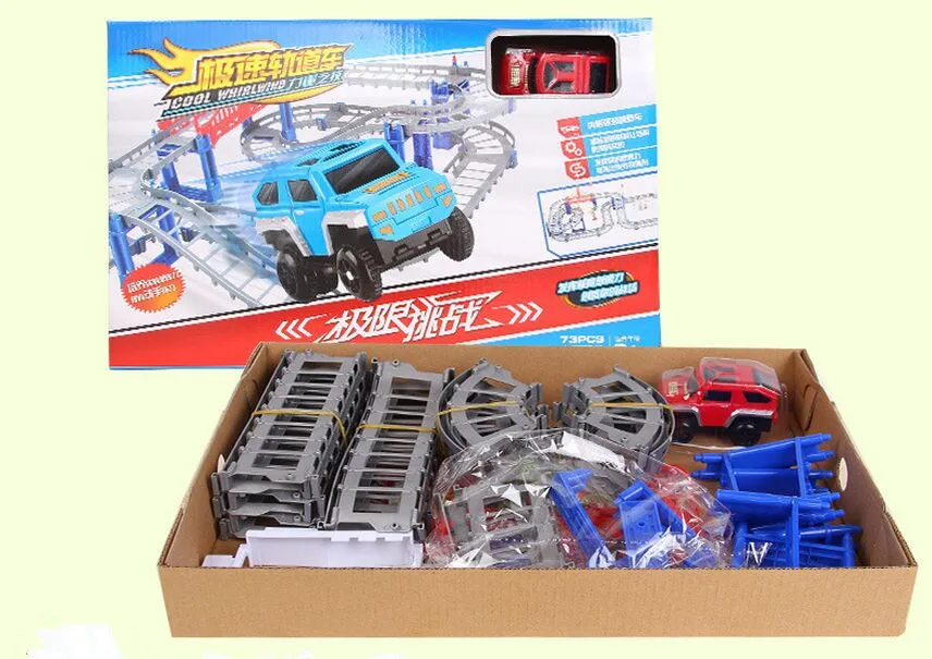 

T bridge electric rail car DIY car assembling plastic toys for children's New Year Christmas gift Kids Toys toys for boys