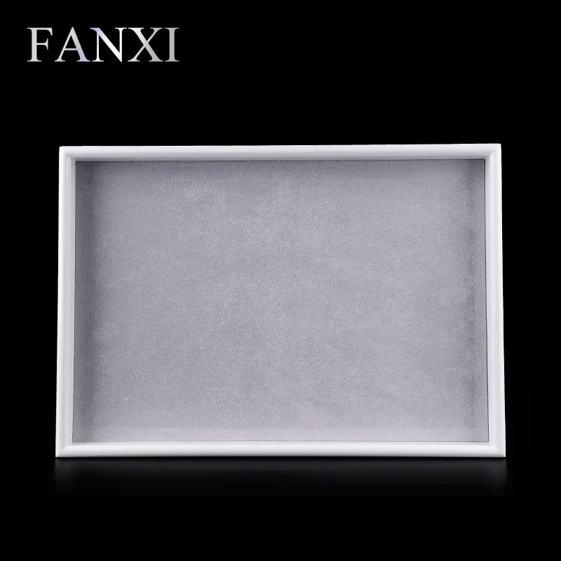 FANXI Роскошный белый лаковый лоток для ювелирных изделий с бархатной вставкой